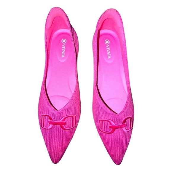 New▶️ Vivaia ◀️Pointed-Toe Ballet Flats Hot Pink 39.5 - Picture 6 of 13